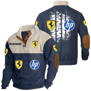 Scuderia Ferrari HP Racing Exclusive Logo Print Corduroy Sweatshirt Stand Collar Custom Name HIHI040725Y32RCSSF1
