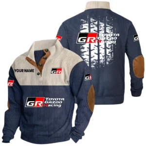 Toyota Gazoo Racing Exclusive Logo Print Corduroy Sweatshirt Stand Collar Custom Name HIHI040725Y32RCSTGR