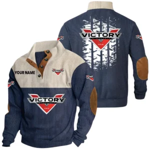 Victory Motorcycles Exclusive Logo Print Corduroy Sweatshirt Stand Collar Custom Name HIHI040725Y32RCSVIM