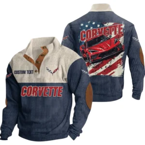 Corvette Exclusive Logo Print Corduroy Sweatshirt Stand Collar Custom Name TN030725Y32RCSCT1COR