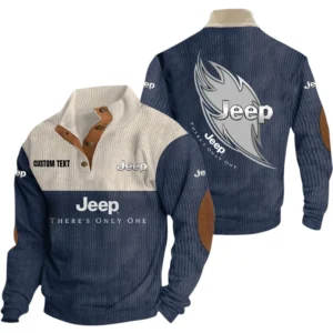 Jeep Exclusive Logo Print Corduroy Sweatshirt Stand Collar Custom Name TN030725Y32RCSCT1JEE