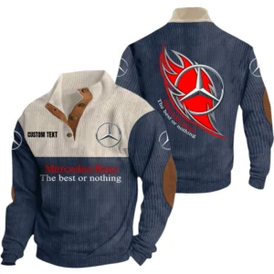 Mercedes-Benz Exclusive Logo Print Corduroy Sweatshirt Stand Collar Custom Name TN030725Y32RCSCT1MEB