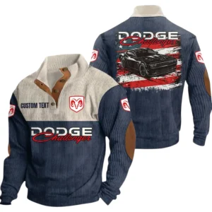 Dodge Challenger Exclusive Logo Print Corduroy Sweatshirt Stand Collar Custom Name TN030725Y32RCSCT2DOD