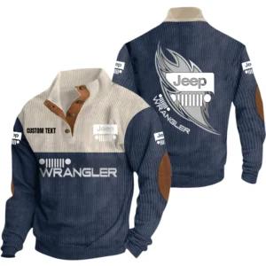 Jeep Wrangler Exclusive Logo Print Corduroy Sweatshirt Stand Collar Custom Name TN030725Y32RCSCT2JEE