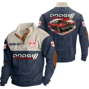 Dodge Exclusive Logo Print Corduroy Sweatshirt Stand Collar Custom Name TN030725Y32RCSCT3DOD