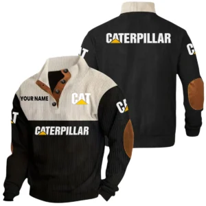 Caterpillar Exclusive Logo Print Corduroy Sweatshirt Stand Collar Custom Text HIDI240625Y32RCSCAT