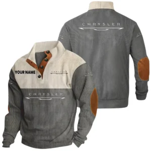 Chrysler Exclusive Logo Print Corduroy Sweatshirt Stand Collar Custom Text HIDI240625Y32RCSCHR